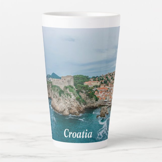 Café Latte Porto de Dubrovnik e caneca latina do centro da ci (Frente)