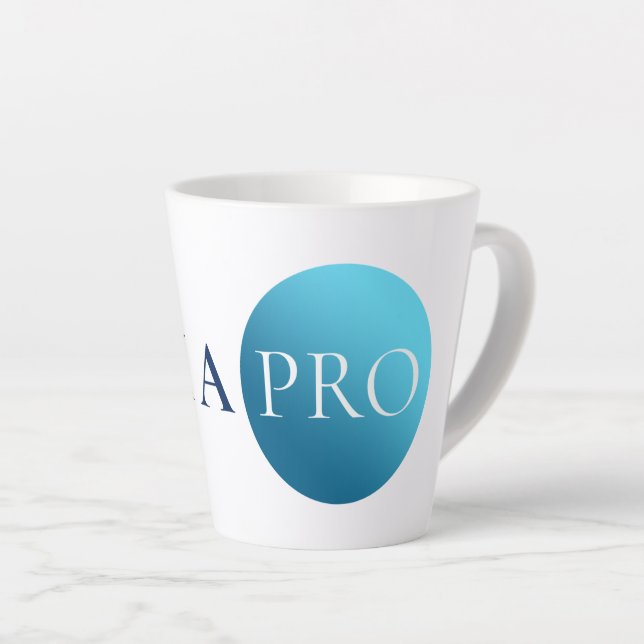 Café Latte SOU UM PROFISSIONAL | Caneca de Círculo Azul Minim (Ângulo direito)