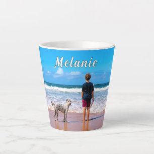 Café Latte Sua caneca de fotos atrasada com nome personalizad
