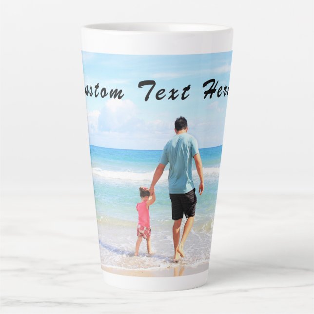 Café Latte Sua caneca de fotos com texto personalizado (Frente)