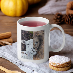 Café Leão de aquarela e caneca de cordeiro, personalizá