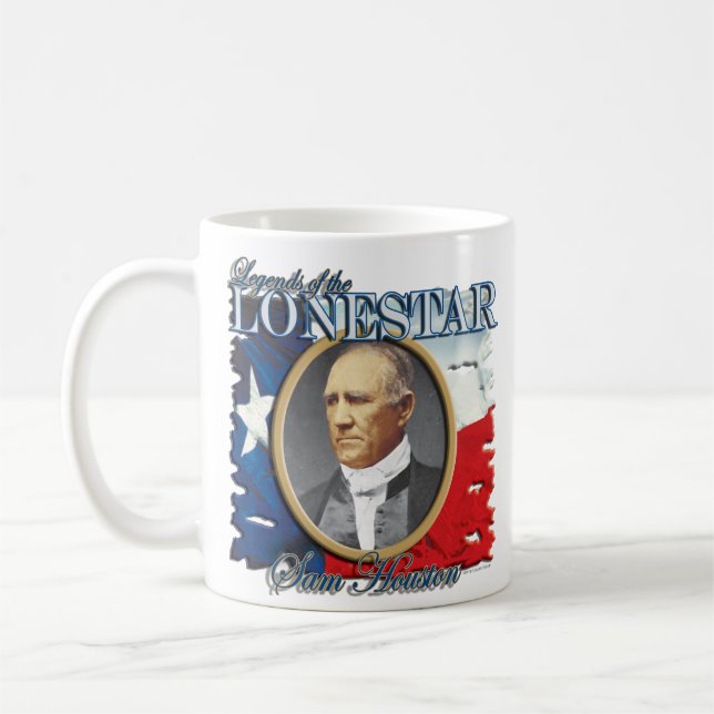 Café Legendas da caneca de Lonestar Sam Houston (Esquerda)