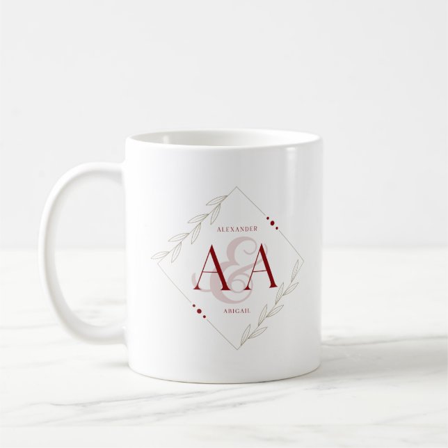 Café Letra A e A Stizza e caneca branca de casamento (Esquerda)