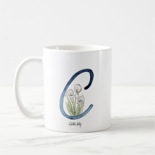 Café Letra "C", caneca de flor aquática