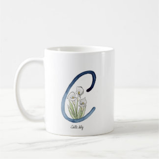 Café Letra "C", caneca de flor aquática
