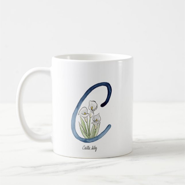 Café Letra "C", caneca de flor aquática (Esquerda)