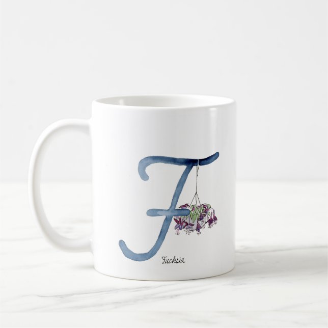 Café Letra "F", caneca de flor aquática (Esquerda)