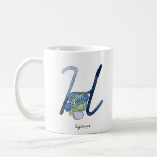 Café Letra "H", caneca de flor aquática