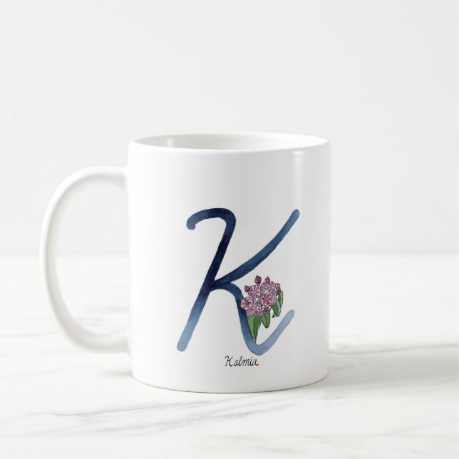 Café Letra "K", caneca inicial de flor da água (Esquerda)