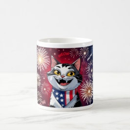 Café Liberty Meowgnet - Caneca de Gato Patriótica