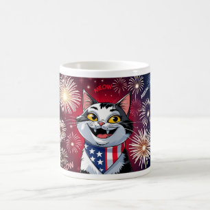 Café Liberty Meowgnet - Caneca de Gato Patriótica