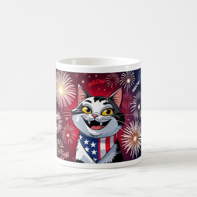 Café Liberty Meowgnet - Caneca de Gato Patriótica (Centro)
