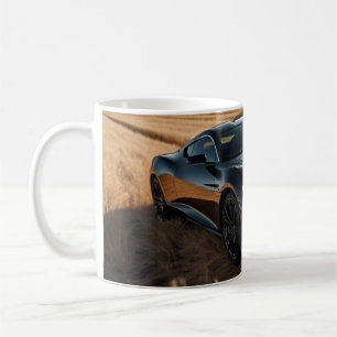 Café Linda caneca preta de luxo em campo seco