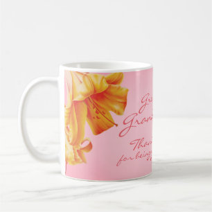 Café Lírios de belas artes, avó, caneca rosa