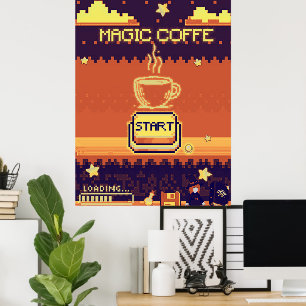 Café mágico - Poster de Jogador de Arte com Pixel 