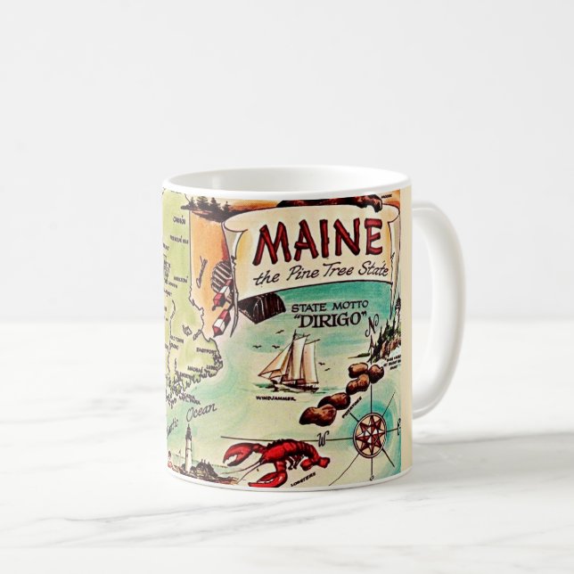 Café Maine - Pine Tree State Caneca de Postais (Frente Esquerda)