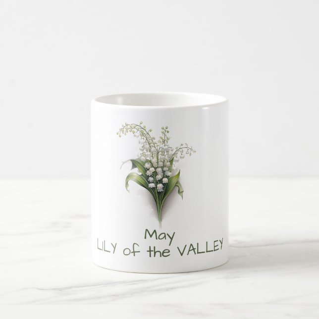 Café Maio, flor primária de nascimento Lily da caneca d (Centro)