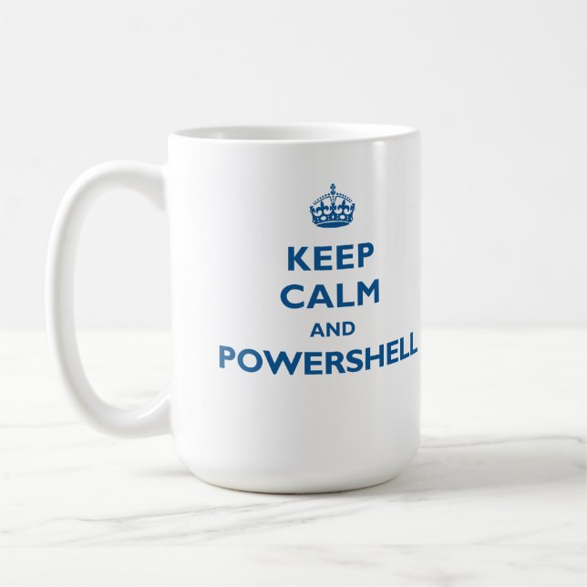 Café Mantenha a calma e a caneca de PowerShell (Esquerda)