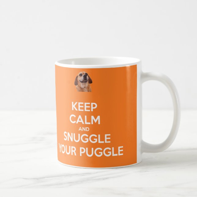 Café Mantenha a calma e Snuggle sua CANECA de Puggle - (Direita)