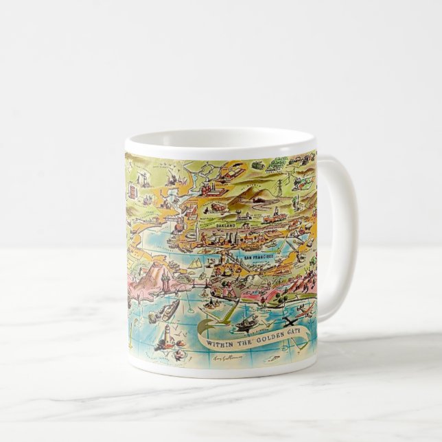 Café Mapa da Golden Gate de São Francisco Caneca (Frente Esquerda)