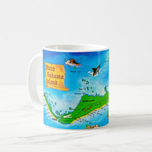 Café Mapa da Ilha de Grand Bahama Caneca (Frente Esquerda)