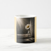 Margarida ao Sol em Caneca de Vidro