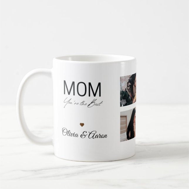 Café Melhor Caneca de Colagem de Fotos da Mamãe (Esquerda)