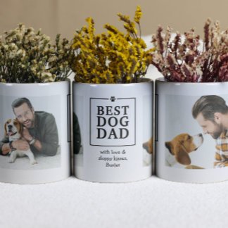 Café Melhor Caneca de Foto com Pegada de Pai de Cachorr