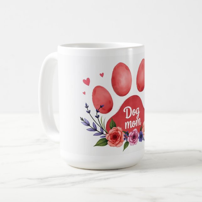 Café Melhor Mãe de Cachorro de Todos – Caneca Floral 15 (Frente Esquerda)