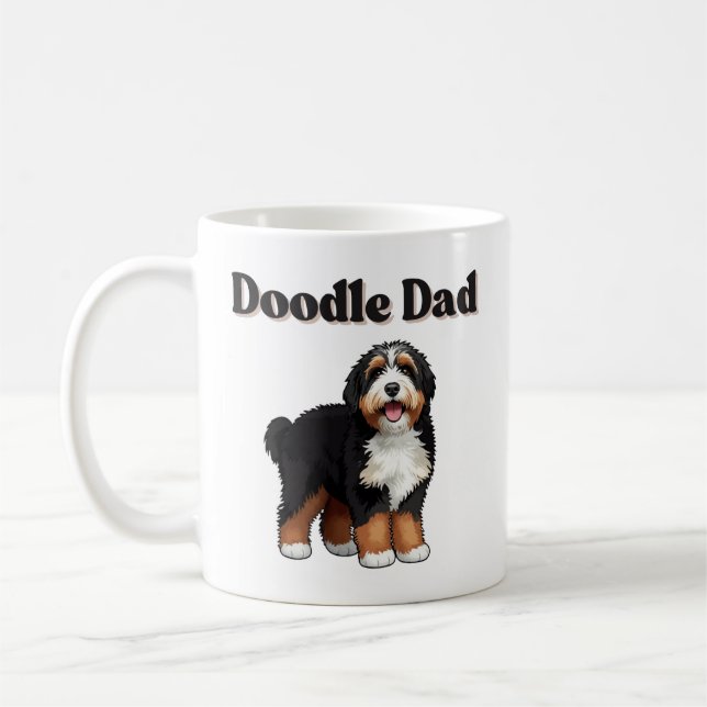 Café Melhor. Pai de Bernedoodle. Nunca. Caneca (Esquerda)