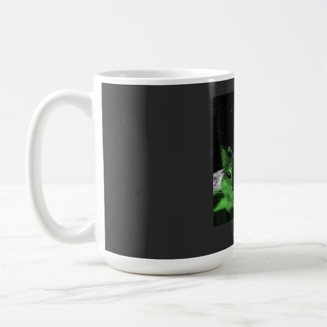 Café Meme de Gato Alien Verde Selfie OVNI Caneca Engraç (Esquerda)