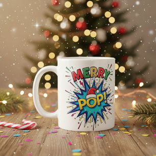 Café Merry Pop: Caneca de Natal com Arte em Quadrinhos