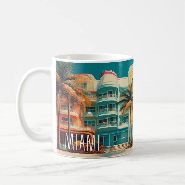 Café Miami Mirage – Caneca de Viagem Retro (Esquerda)