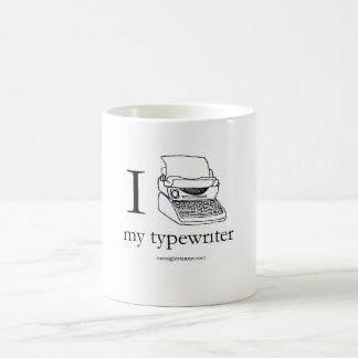 Café Mim coração minha máquina de escrever, caneca
