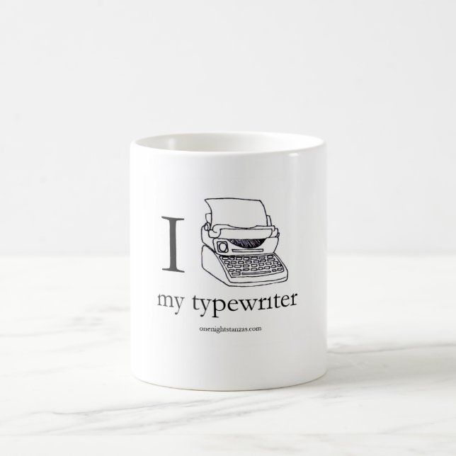 Café Mim coração minha máquina de escrever, caneca (Centro)