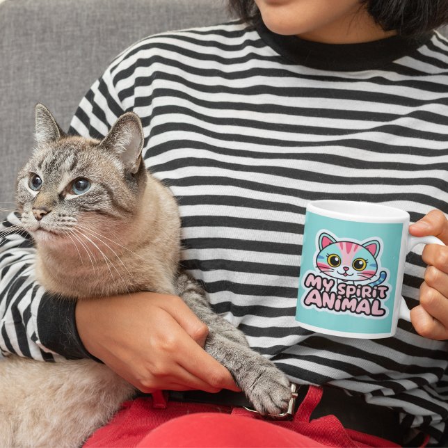 Café Minha Caneca De Gato De Gato (This cute, "My Spirit Animal" cat mug would make the perfect cat lover gift! )