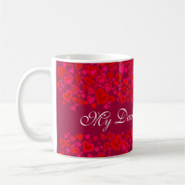 Café Minha Querida Caneca vermelha rosa de corações do