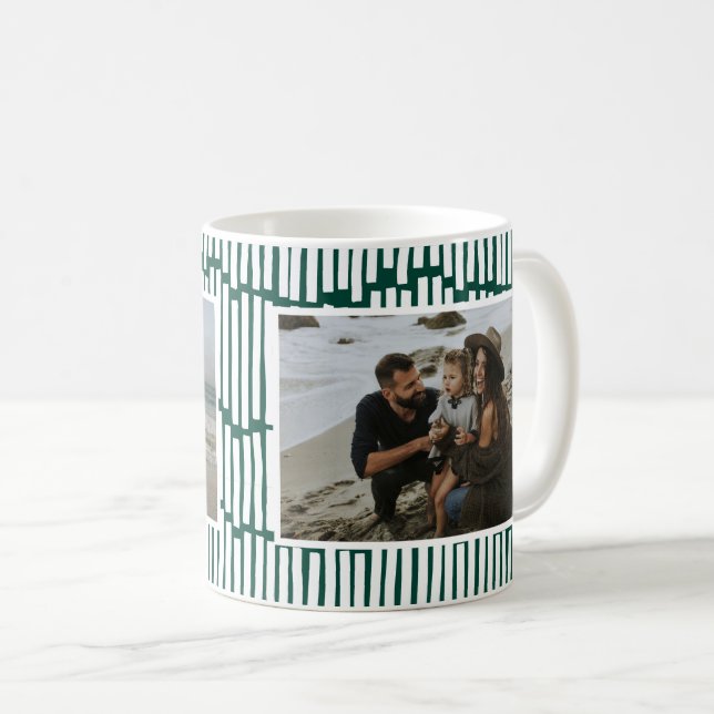 Café Mínimo gráfico moderno - 2 foto verde caneca de ca (Frente Esquerda)