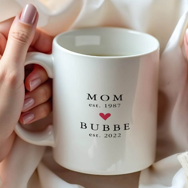 Café Modern Mamãe | Bubbe Ano de Fundação. Caneca de Ca (Criador carregado)