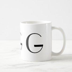 Café Monograma caneca moderna preta & branca de G