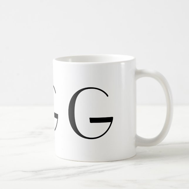 Café Monograma caneca moderna preta & branca de G (Direita)