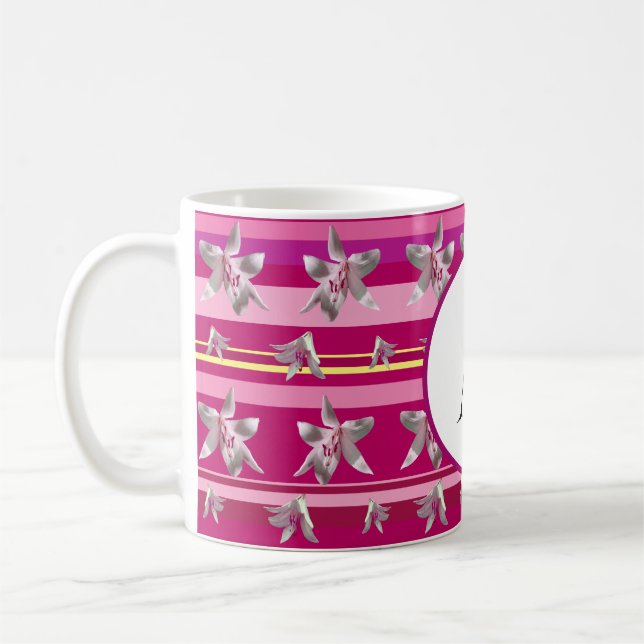 Café Monograma de caneca clássica especial cor-de-rosa (Esquerda)