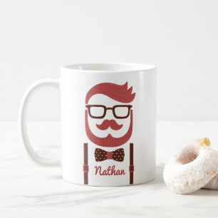 Café Moustache do cavalheiro do hipster e caneca de