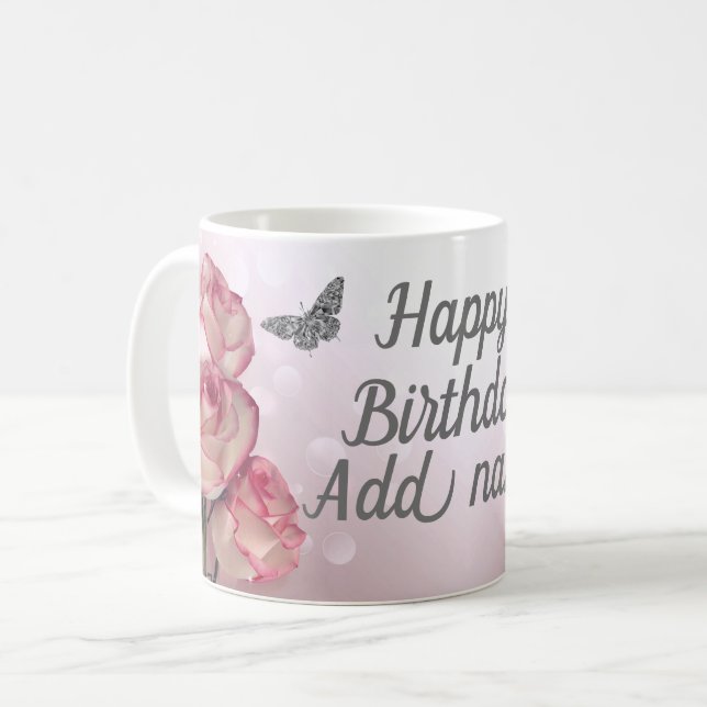 Café Na moda especial personalizada caneca de feliz ani (Frente Esquerda)