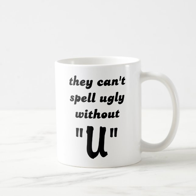 Café Não Sabe Soletrar Caneca Engraçada de Humor Feio (Direita)