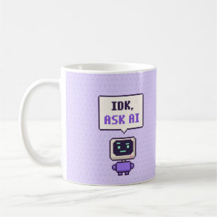 Café Não sei, pergunte ao AI Caneca engraçada de pixel 