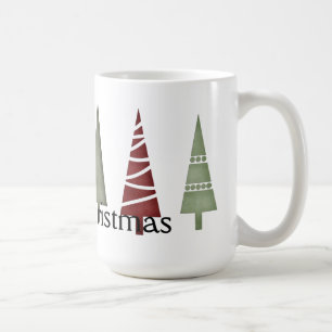Café Natal 1: Linha de Árvores Feliz Caneca de Natal