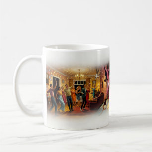 Café Noite de Festa no Mundo Espelho Caneca Virada