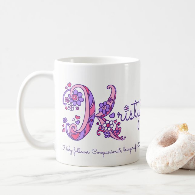 Café Nome de Kristy que significa caneca decorativa K m (Com Donut)