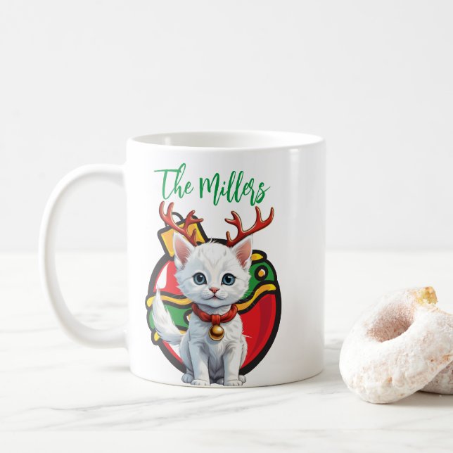 Café Nome Personalizado Merry Christmas — caneca de caf (Com Donut)